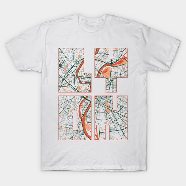 Lyon, France City Map Typography - Bohemian T-Shirt by deMAP Studio